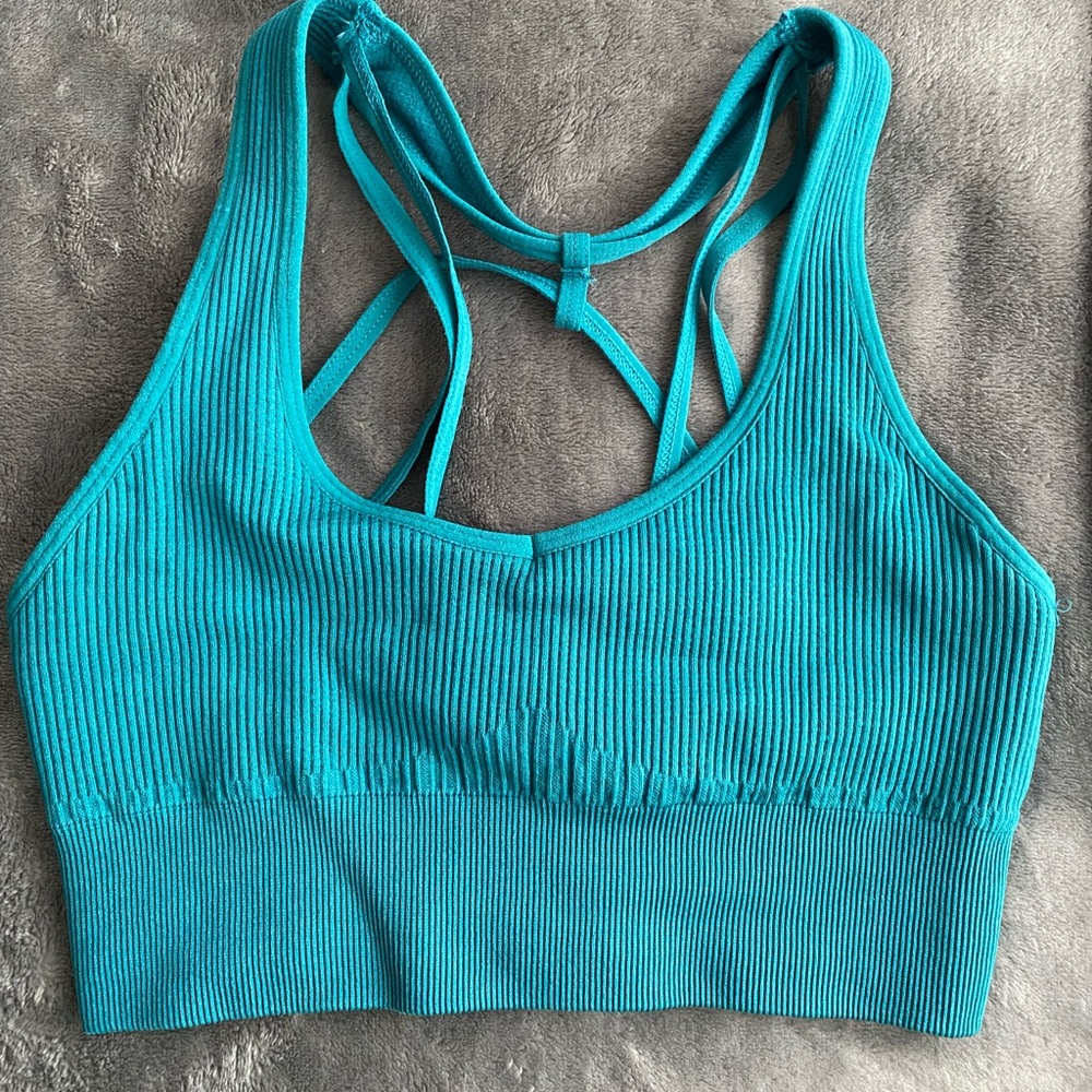 Teal Galaxy Ribbed Seamless Bra NVGTN